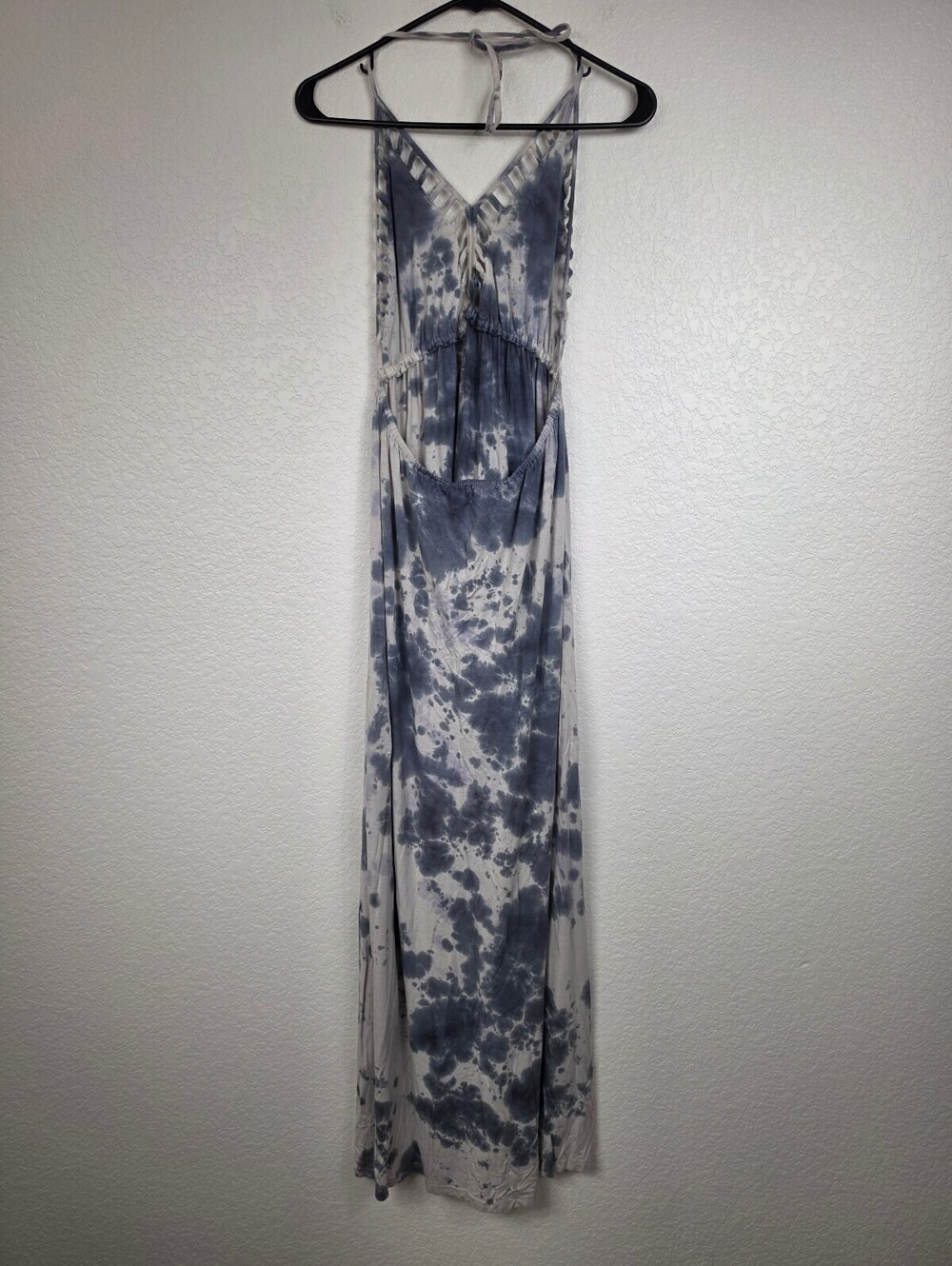 Anthropologie Raga Blue Grey Tie Dye Maxi Dress Small